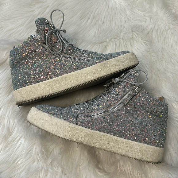 Giuseppe Zanotti Glitter High Top Sneaker size 40 - Picture 1 of 10